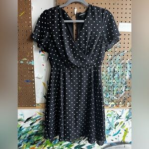 Express Black and White Polka Dot Midi Dress